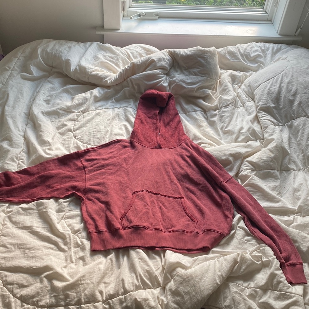 Maroon American Eagle sweater with hood